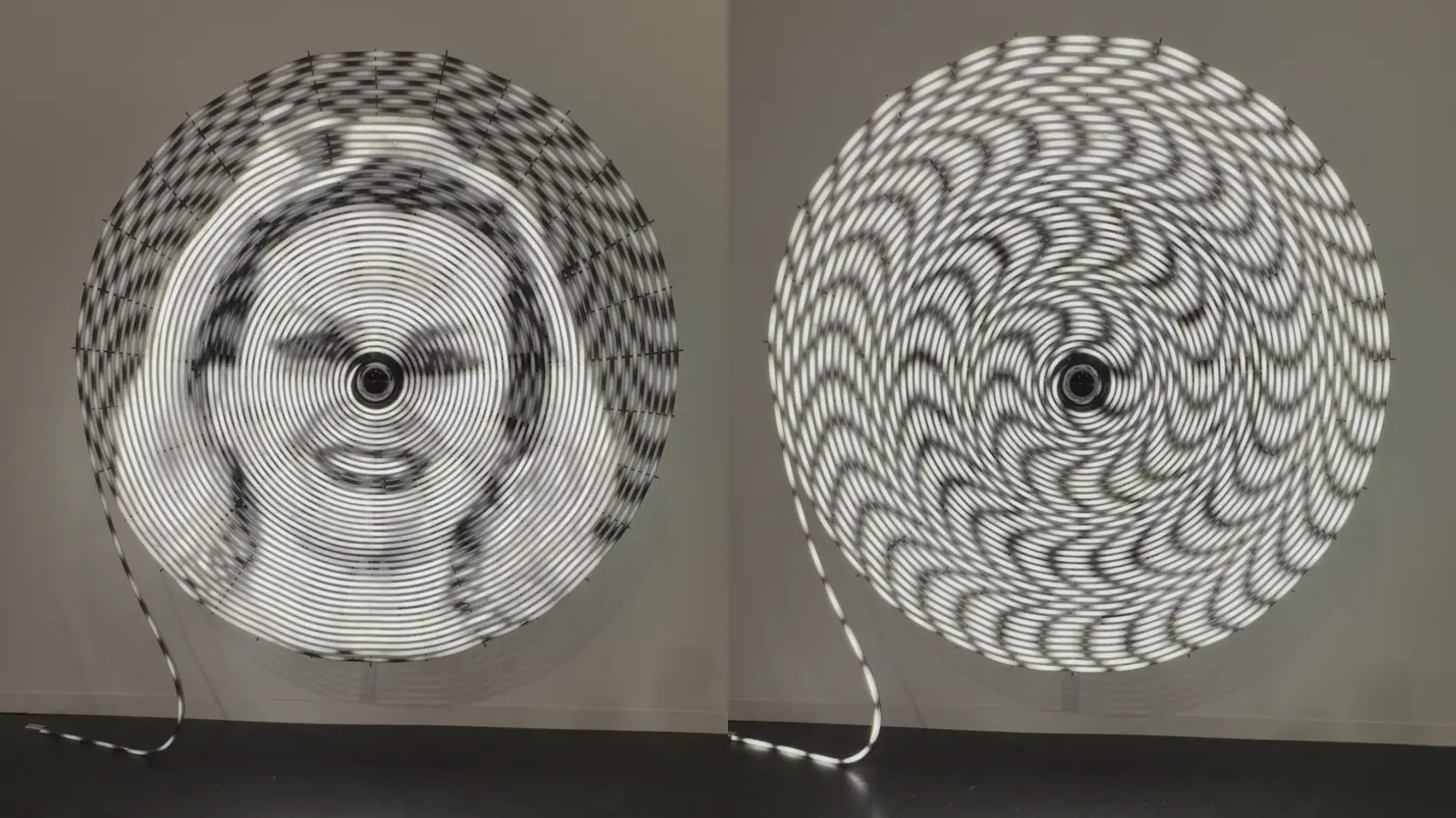 Rosa Barba, "Thick Harmonies": the camera at the center, the circular forms. 